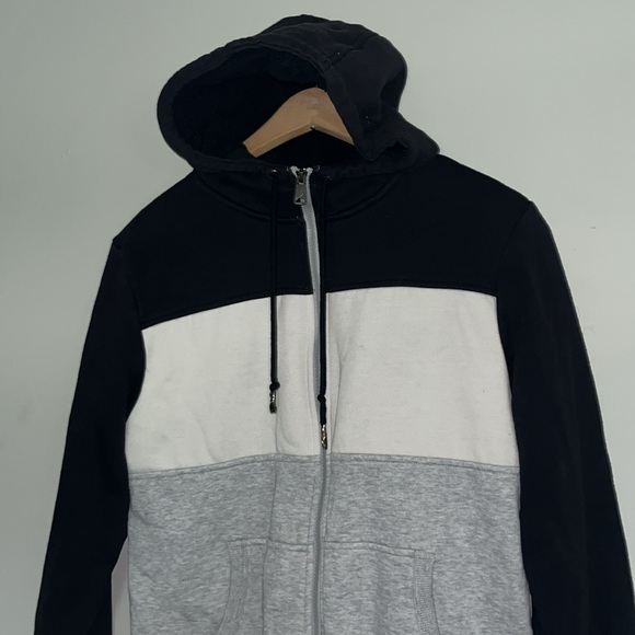 Color Block George Heavy Sherpa Lined Zip Up Hooded Sweatshirt - Picture 7 of 8